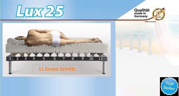Lux 25 Standard - Orthopädische 11 Zonen Kaltschaum Matratze - Höhe ca. 25 cm - Raumgewicht 40 Kg/m³